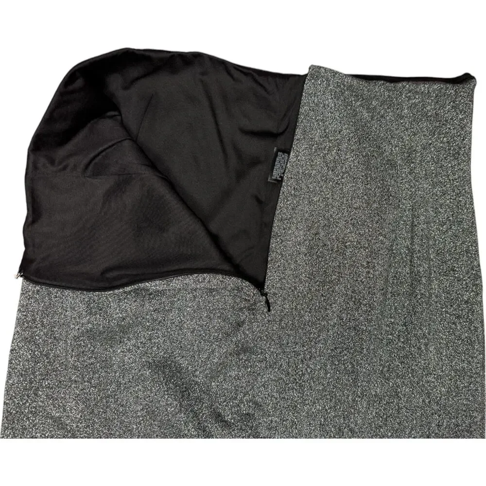 Worthington Womens 8 Black Silver Metallic Pencil Mini Skirt Business‎ Casual